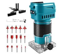 Fraiseuse sans fil compatible avec batterie Makita 18 V, 850 W, 30 000 tr/min, tailleuse de bois sans balais à 6 vitesses pour le travail du bois avec 15 pièces de fraises de 1/4" (sans batterie)
