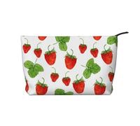 Fraisiers Fruit Blanc Imprimé,Trousse de Toilette en Velours côtelé, Trousse de Maquillage Portable pour Les Voyages