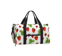 Fraisiers Fruit White Print,Sac de Sport bandoulière à Main, Sac de Voyage Grande capacité pour Femmes et Hommes