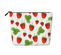 Fraisiers Fruits Blanc Imprimer,Trousse de Toilette de Voyage Portable, Imitation Lin, en Lin.