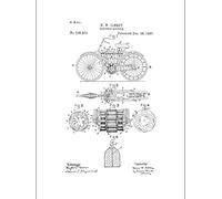 Framable Patent Art Original Ready to Frame Décor Vintage Future Vélo électrique Vélo 20,3 x 25,4 cm Impression Brevetage Blanc PAPXSSP227W
