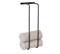 FRAMADO - Porte-serviettes Mural - Barre Porte-serviettes pour salle de bains - en Métal - 20x14x61cm - Noir - Résistants à la Corrosion, Modernes - à visser - Porta