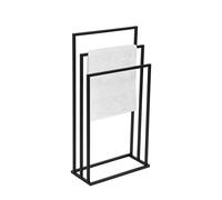 FRAMADO - Porte-Serviettes sur Pied - Porte-Serviettes Debout - L x P x H 45 x 21 x 86cm - en Métal, avec Patins Antidérapants, Stable, Produit UE, sans Montage - Vivo avec 3 Barres Noir