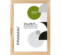 FRAMAI® cadre photo, 21x29,7 cm, chêne, cadre en bois naturel, cadre en bois véritable, cadre avec plexiglas incassable, accroche et présentoir
