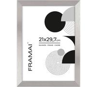 Framai® Cadre photo 21x29,7 DIN A4 ARGENT MDF Cadre écologique avec plexi incassable, accroche et présentoir