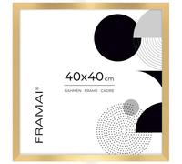 Framai® Cadre photo 40 x 40 cm, doré, en MDF, respectueux de l'environnement, avec plexiglas incassable, crochet de suspension et support