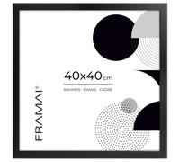 FRAMAI® Cadre photo 40 x 40 cm - Noir - En MDF - Respectueux de l'environnement - Avec plexiglas incassable, crochet de suspension et support