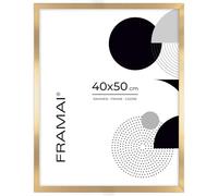 FRAMAI Cadre photo 40 x 50 cm, doré, en MDF, respectueux de l'environnement, avec plexiglas incassable, crochet de suspension et support