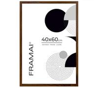 FRAMAI® Cadre photo 40 x 60 cm marron en MDF écologique avec plexiglas incassable, crochet de suspension et support