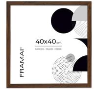 FRAMAI® Cadre photo 40x40 cm Marron MDF Cadre écologique avec plexi résistant aux chocs, crochet de suspension et support