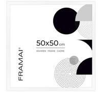 Framai® Cadre photo 50 x 50 cm - Blanc - En MDF - Respectueux de l'environnement - Avec plexiglas incassable, crochet de suspension et support