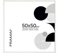 Framai® Cadre photo 50x50cm Blanc MDF respectueux de l'environnement avec plexi incassable, accroche et présentoir