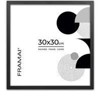 Framai® Cadre photo 50x50cm noir MDF respectueux de l'environnement avec plexi incassable, accroche et présentoir
