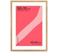 FRAMAI® Cadre photo 50x70 cm en couleur chêne - avec passe-partout - Cadre en bois MDF, plexi incassable, écologique, avec suspension et support - Format portrait et paysage