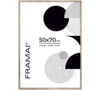 FRAMAI® Cadre photo, 50x70 cmCadre en bois naturel, cadre en bois véritable, cadre avec plexiglas incassable, accroche et présentoir