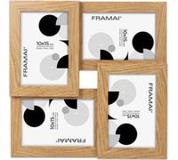 FRAMAI® Cadre photo pour 4 photos, cadre en bois MDF, cadre avec plexiglas incassable, brun