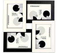 FRAMAI® Cadre photo pour 4 photos, noir et blanc , cadre en bois MDF, cadre avec plexiglas incassable,