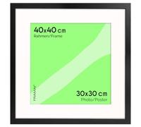FRAMAI® Cadre photo [Taille] cm en [Color] - Avec passe-partout - Cadre en bois MDF plexiglas incassable respectueux de l'environnement, avec suspension et support, format portrait et paysage, noir