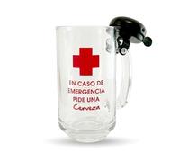 Framan Carafe à bière d'urgence Carafe en verre avec sonnette. En cas d'urgence, il demande une bière. 400 ml. Verre et métal.