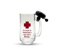 Framan Chope à bière d'urgence en verre avec sonnette. En cas d'urgence, commandez une bière 400 ml. Verre et métal (English)