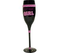 Framan Flûte à champagne décorative Birthday Girl, noire et rose avec strass brillants dans une boîte cadeau