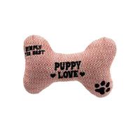 Framan Jouet pour chien avec son en forme d'os, anneau de dentition textile doux avec phrase brodée, accessoire pour animaux de compagnie, idéal pour jouer à la maison, différents motifs (Puppy Love)