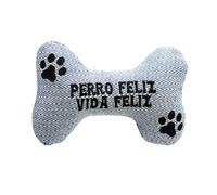Framan Jouet pour chien avec son en forme d'os, anneau de dentition textile doux avec phrase brodée, accessoire pour animaux de compagnie, idéal pour jouer à la maison, différents modèles (chien