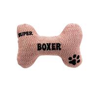 Framan Jouet pour chien avec son en forme d'os, anneau de dentition textile doux avec race brodée, accessoire pour animaux de compagnie, idéal pour jouer à la maison, différents motifs (BOXER)