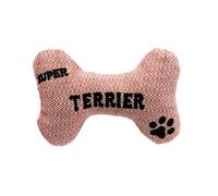 Framan Jouet pour chien avec son en forme d'os, anneau de dentition textile doux avec race brodée, accessoire pour animaux de compagnie, idéal pour jouer à la maison, différents motifs (Terrier)