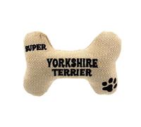 Framan Jouet pour chien avec son en forme d'os, dentition textile doux avec race brodée, accessoire pour animaux de compagnie, idéal pour jouer à la maison, différents motifs (Yorkshire Terrier)