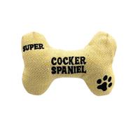Framan Jouet pour chien avec son en forme d'os, dentition textile doux avec race brodée, accessoire pour animaux de compagnie, idéal pour jouer à la maison, différents motifs (Cocker Spaniel)