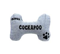 Framan Jouet pour chien avec son en forme d'os, dentition textile doux avec race brodée, accessoire pour animaux de compagnie, idéal pour jouer à la maison, différents modèles (Cockapoo)