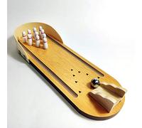 Framan Mini Jeu de Bowling en Bois Avec Canaux Latéraux - 9 Quilles, Piste et Boule en Métal - Idéal pour Enfants ou Adultes