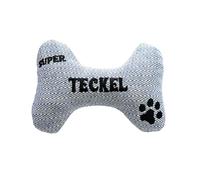 Framan TECKEL Jouet pour chien avec son en forme d'os, anneau de dentition textile doux avec race brodée, accessoire pour animaux de compagnie, idéal pour jouer à la maison, différents modèles