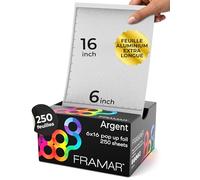 FRAMAR 6x16 Papier Aluminium Coiffure Star Struck Silver - Licorne Papier Alu Professionnel, Feuilles de Cheveux Pour la Coloration, Méches Coiffure, Très grand - 250 Feuilles