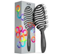 FRAMAR Brosse à cheveux mouillés noire - Brosse à cheveux courbée pour femme à poils doux, brosse à cheveux bouclés, brosse à cheveux démêlante, brosse à cheveux pour tous types de cheveux Brush