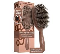 FRAMAR brosse en poils de sanglier souple - brosse en poils de sanglier pour femmes et hommes, boar bristle hair brush, pour un effet plaqué, du volume et de la brillance - chocolat