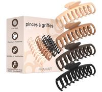 FRAMAR Grosse Pince Cheveux Femme - Pince a Cheveux Femme, Pinces à Cheveux Pour Femmes, Pince à Cheveux Femme, Pince Crabe Cheveux Femme, Hair Clip, Pinces Cheveux, Grande Pince Cheveux - Neutre 4pc