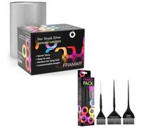 FRAMAR Papier Aluminium Coiffure - Argent Papier Alu Professionnel,Lot de 3 pinceaux pour colorer les cheveux, kit de coloration des cheveux