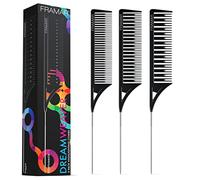 FRAMAR Peigne Coiffeur Professionnel - Peigne a Queue Cheveux, Sépare Facilement Les Cheveux, Pour Les Mèches de Cheveux - Noire Pack de 3
