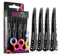 FRAMAR Pince Cheveux Coiffeur - Pince a Cheveux Femme, Pince Cheveux Metal, Pince Coiffure Professionnel, Pince Professionnelle Coiffure, Hair Clip, Clips Cheveux - Noir 4 Pièces