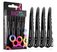 FRAMAR Pince Cheveux Coiffeur - Pince a Cheveux Femme, Pince Cheveux Metal, Pince Coiffure Professionnel, Pince Professionnelle Coiffure, Hair Clip, Clips Cheveux - Noir 4 Pièces