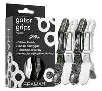 FRAMAR Pinces Crocodile Cheveux - Pince Cheveux Coiffeur Professionnel, Accessoires Cheveux Femme, Pince à Cheveux Antidérapante en Caoutchouc - Glitter 4pc