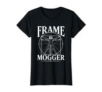 Frame Mogger Vitruvian Gym Anatomie Meme T-Shirt Graphique avec Valeur, Femme, Noir, S