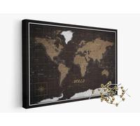 framed concept | Carte du monde avec épingles | décoration murale faite à la main avec 50 épingles dorées | idée cadeau originale