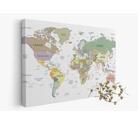 framed concept | Carte du monde avec épingles | décoration murale faite à la main avec 50 épingles dorées | idée cadeau originale