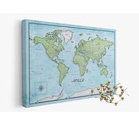 framed concept | Carte du monde avec épingles | décoration murale faite à la main avec 50 épingles dorées | idée cadeau originale