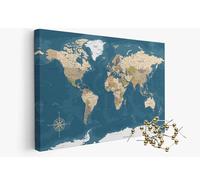 framed concept | Carte du monde avec épingles | décoration murale faite à la main avec 50 épingles dorées | idée cadeau originale