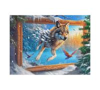 Framed Loup 500 Pièces Puzzle pour Ado en Carton Anti-Déchirure Facile Débutant Jeu De Société Soirée Entre Amis Cadeau Anniversaire Petit Prix 500 PCS/52×38cm