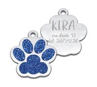 FRAMEG - Plaque personnalisée avec gravure laser pour chien et chat - un accessoire unique pour votre ami à quatre pattes - étiquette personnalisée pour chien et chat avec texte (bleu)